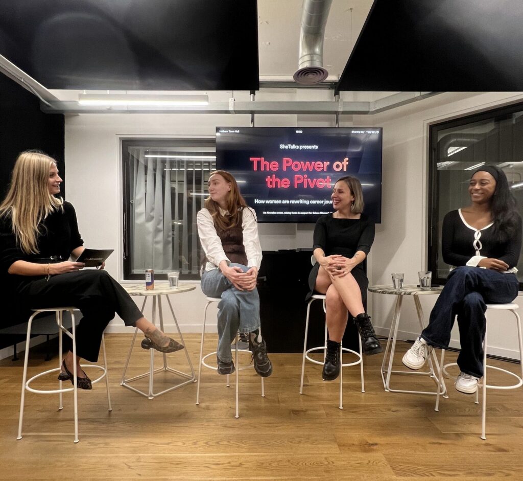 Rebecca moderating a panel at the Airwallex London office